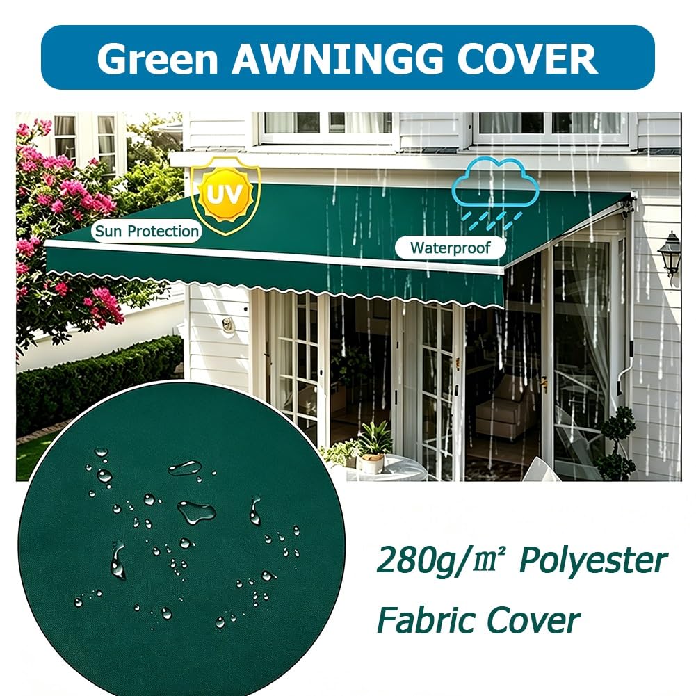 Toile de Rechange pour Auvent Vert 250x200cm 360x300cm 400x300cm | Toile Imperméable et Résistant aux U-V pour Terrasse, Jardin et Patio(300x240cm)