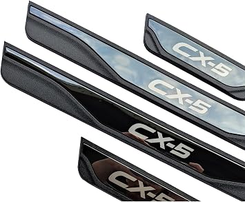 4pcs Car Door Sill Protector Kick Plates for Mazda CX-5 2013-2022 2023 2024 2025, Stainless Steel Scuff Plate Step Threshold Guard Pedal, Auto Accessories Anti Scratch Sticker Trim Protection