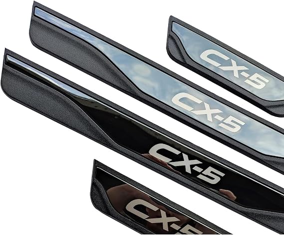 4pcs Car Door Sill Protector Kick Plates for Mazda CX-5 2013-2022 2023 2024 2025, Stainless Steel Scuff Plate Step Threshold Guard Pedal, Auto Accessories Anti Scratch Sticker Trim Protection