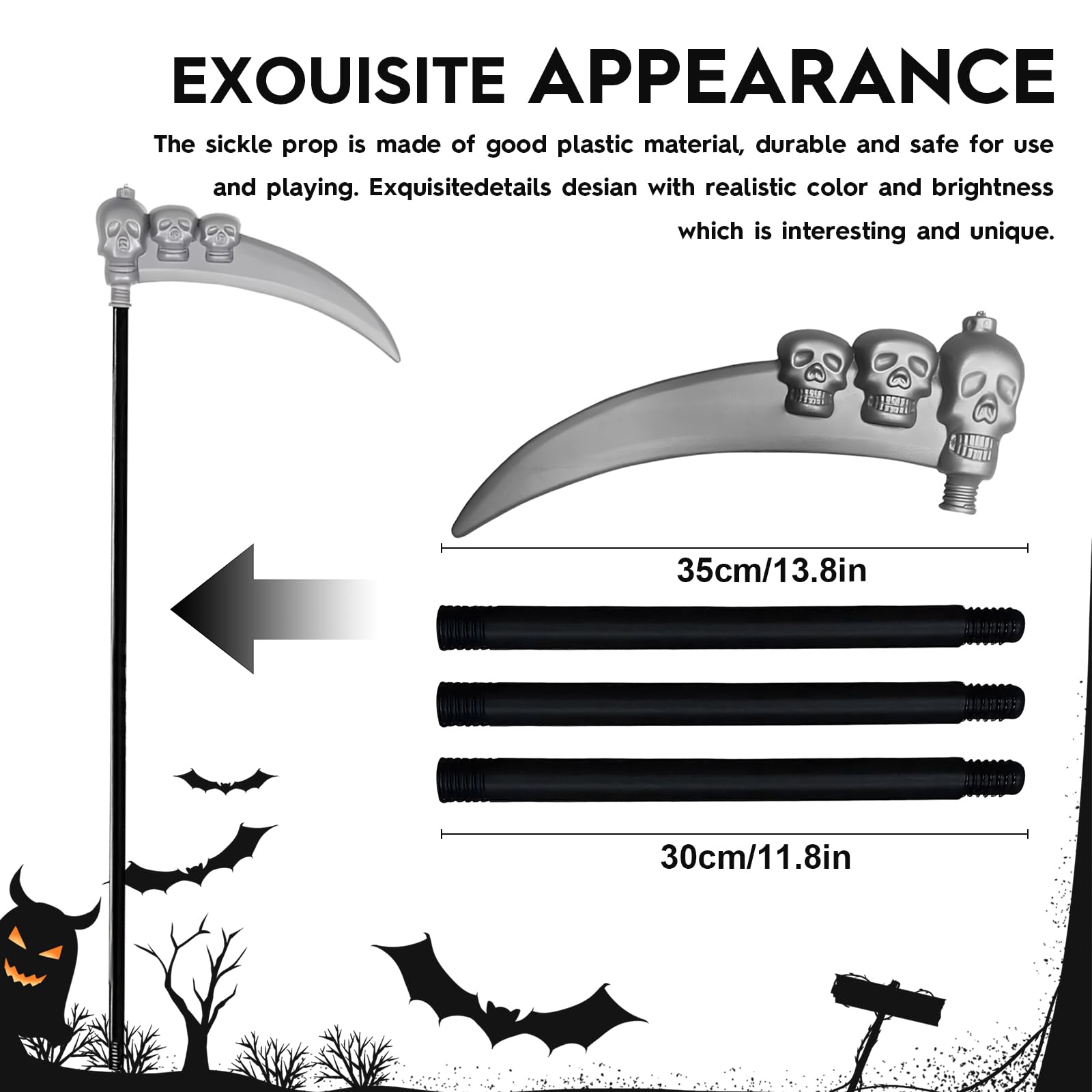 Hlisippa Grim Reaper Costume Adult, Black Cloak with Skeleton Mask Skeleton Gloves, Death Costume Men - Image 3