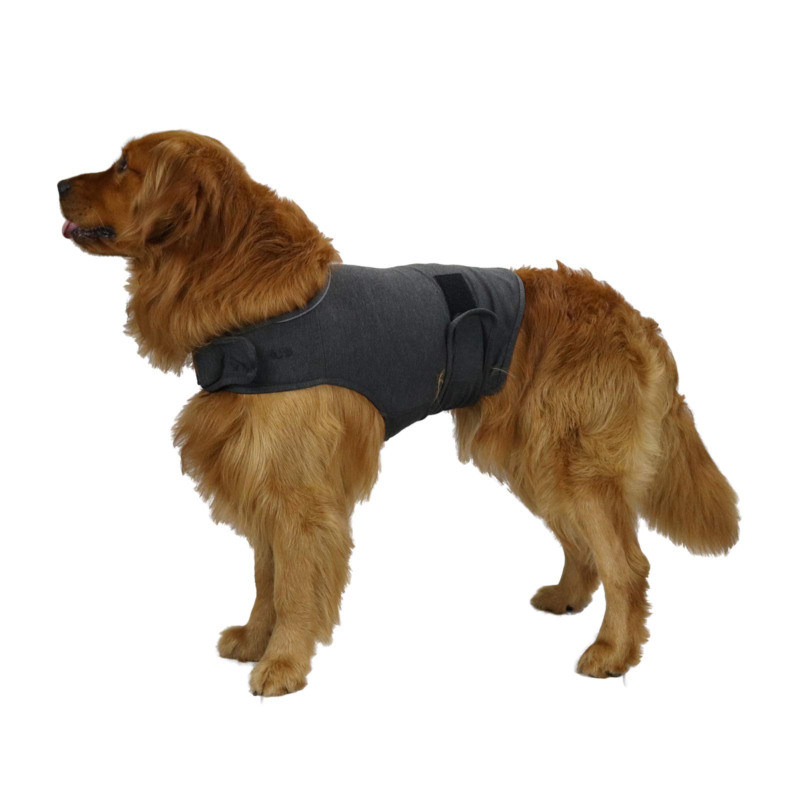 Comfort Dog Anxiety Relief Coat, Dog Anxiety Calming Vest Wrap for Thunderstorm,Travel,4th of July Fireworks,Vet Visits,Separation Anxiety Relief for Dogs (L,Grey)