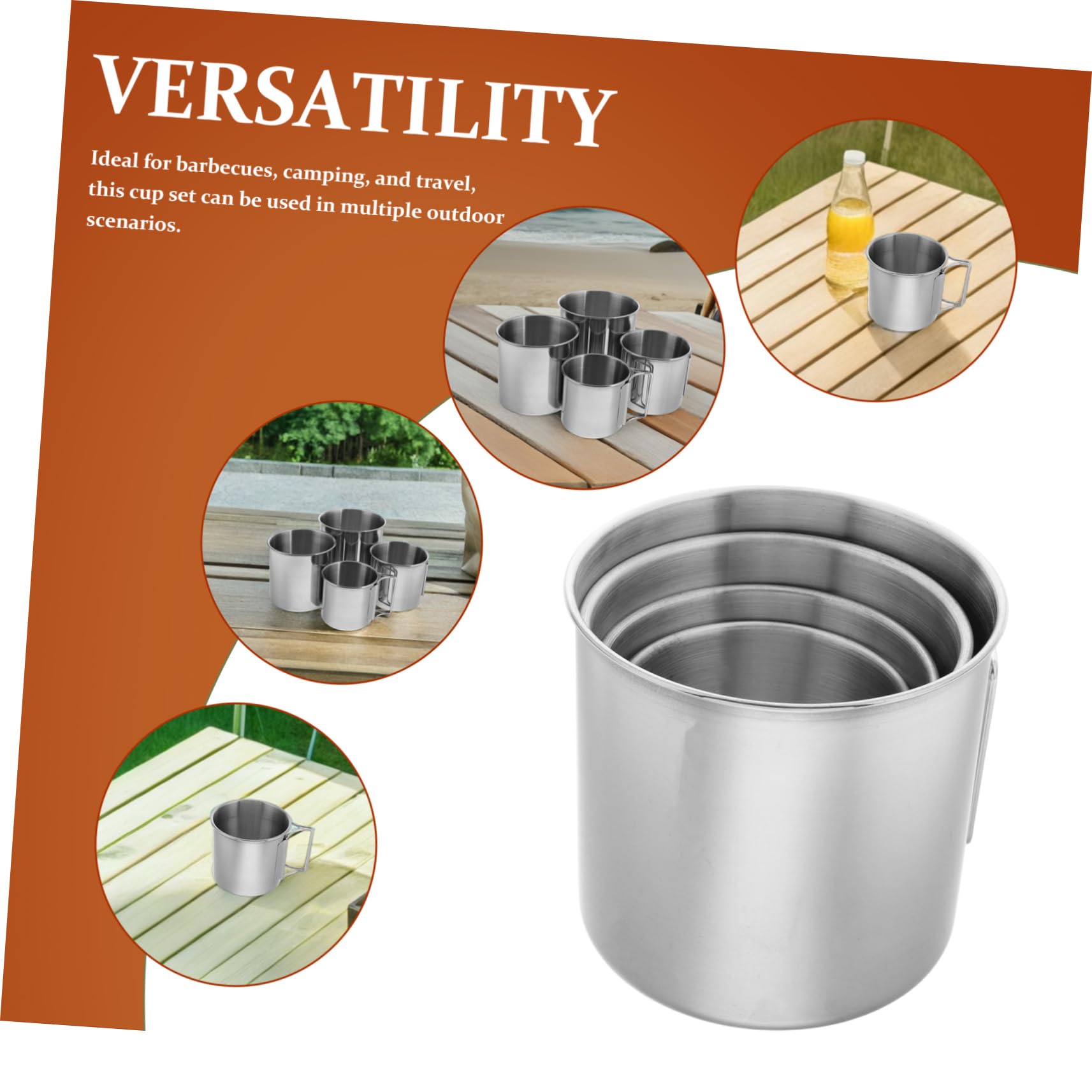 Toyvian 4stücke Klappbarer Edelstahlkaffeebecher Camping-becherset Mit Tragbarem Griff Reisebecher Für Wanderungen Und Multifunktionaler Wasserbecher Für Outdoor-aktivitäten