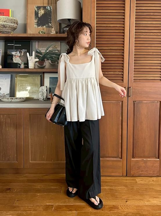 Amazon | [ミラオーウェン] ペプラムブラウス×ワイドパンツ