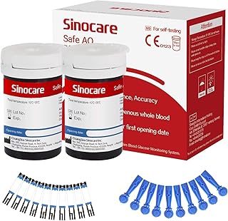 Blood Glucose Test Strips 50pcs & Lancing Devices, Only for Sinocare Safe AQ Smart Glucometer or Safe AQ Voice Glucometer