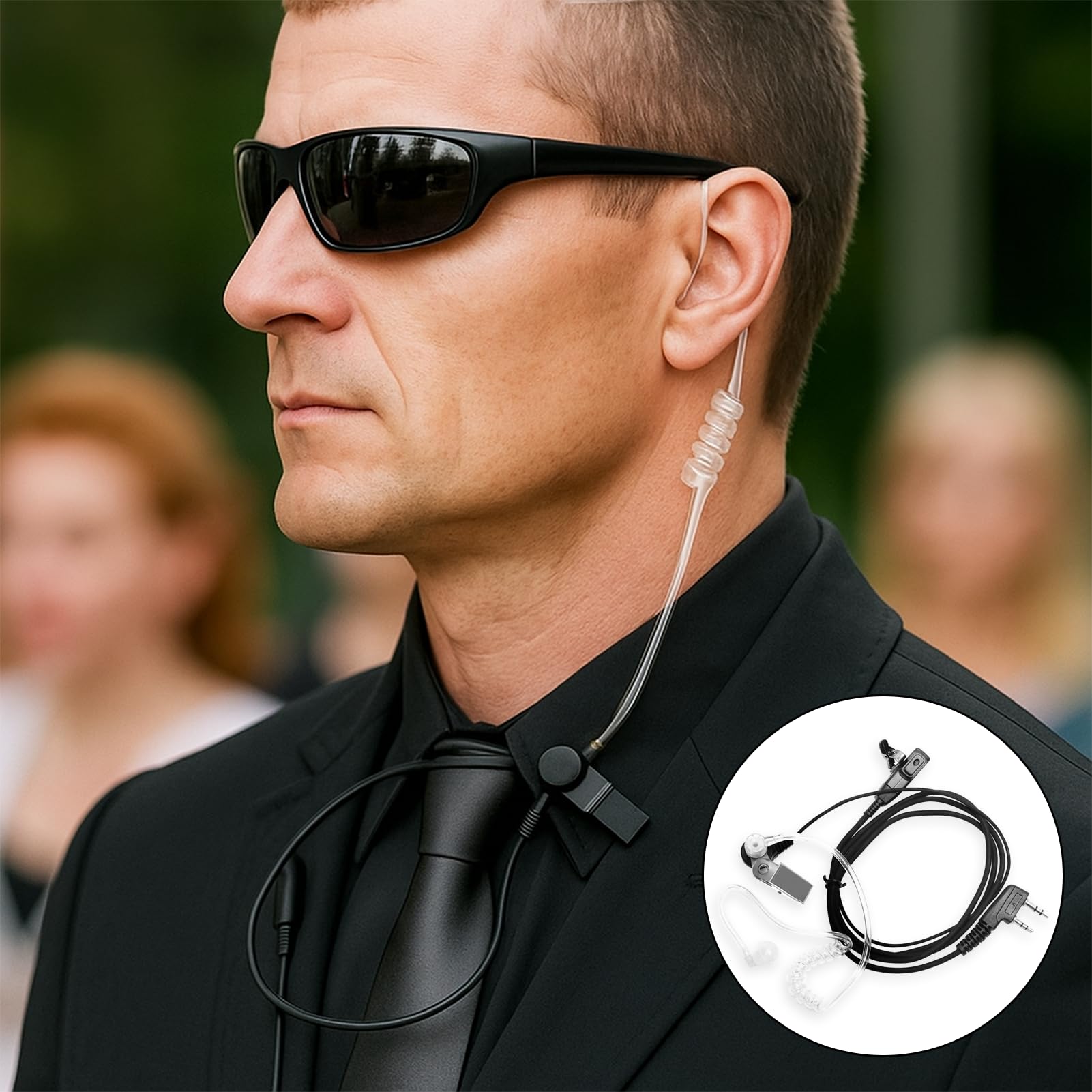 Walkie Talkie Earpiece with Mic, Ear Piece for Radio, Radio Earpiece 2 Pin, Walkie Talkie Headset Suitable for Retevis Baofeng Kenwood 2-pin, Security Ear Pieces for Security Guard Accessories — view 6