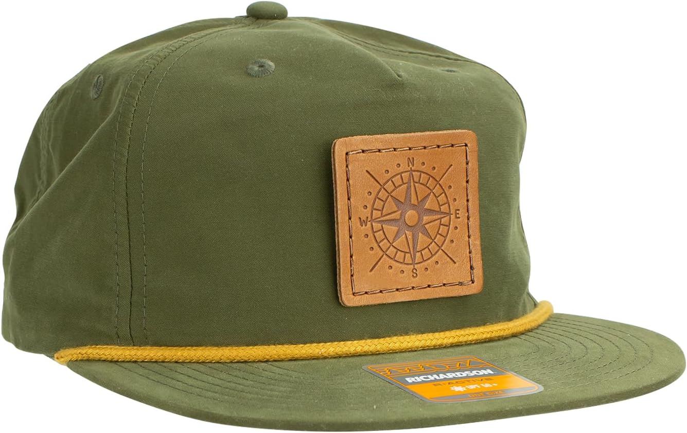 Leather Patch Hats for Men | Machine-Stitched Badge on Richardson 256 Trucker Hat, Dad Birthday Gift