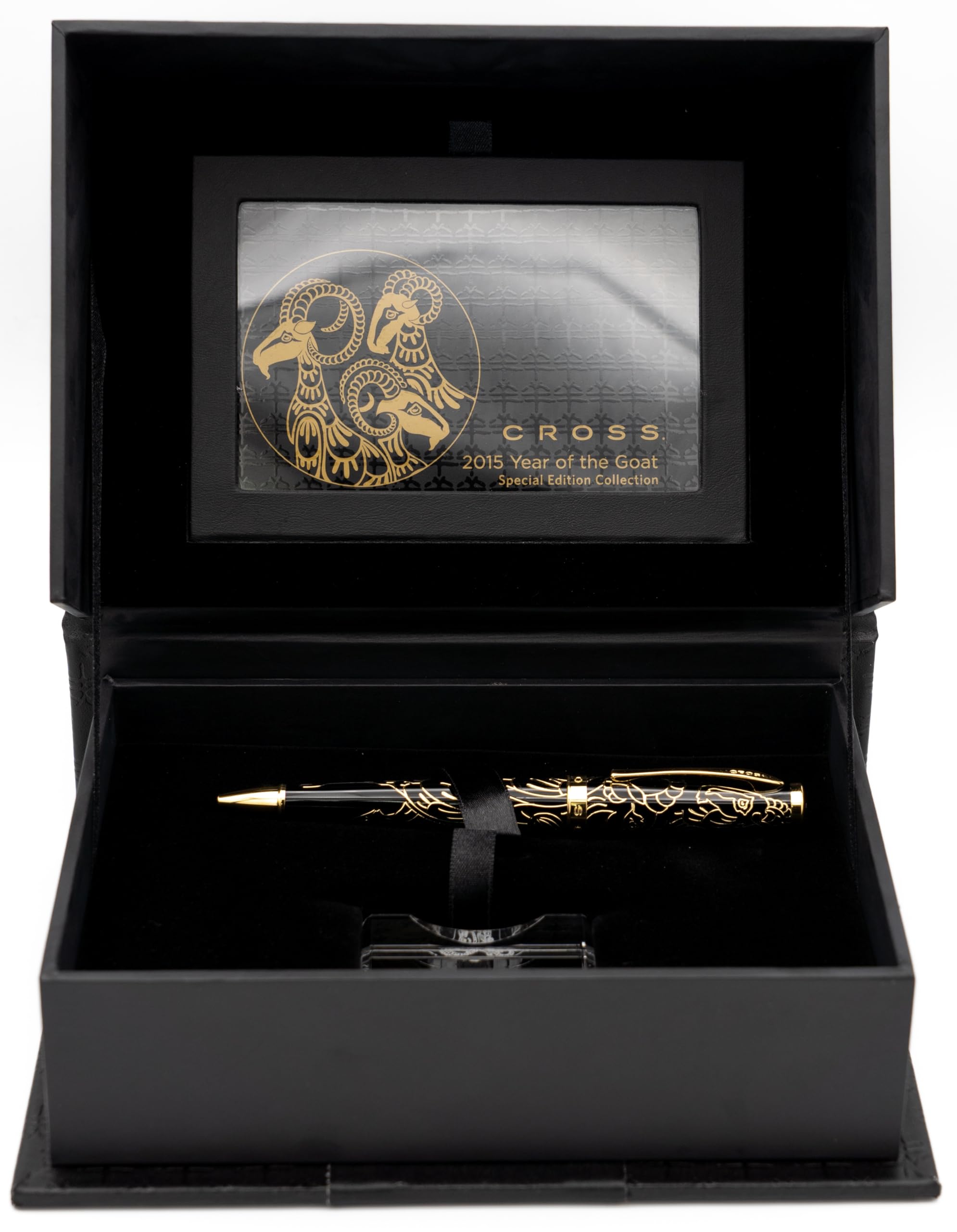 Cross Sauvage Special Edition 2015 Year of The Goat Lacquer 23K Gold Ballpoint Pen - Black Lacquer - Gift Boxed