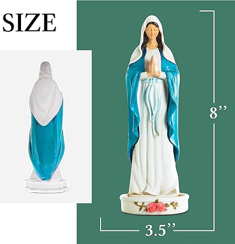 Miniatura 2 de Estatua de soporte para rosario de Virgen María, 8 pulgadas, decoración católica de Madonna Blessed Mother Mary, regalo de rosario para mujeres,