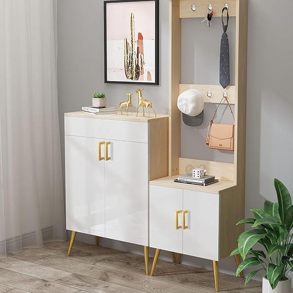 Goldenwarm 5 Pack 3 in Gold Cabinet Handles Square Drawer Pulls