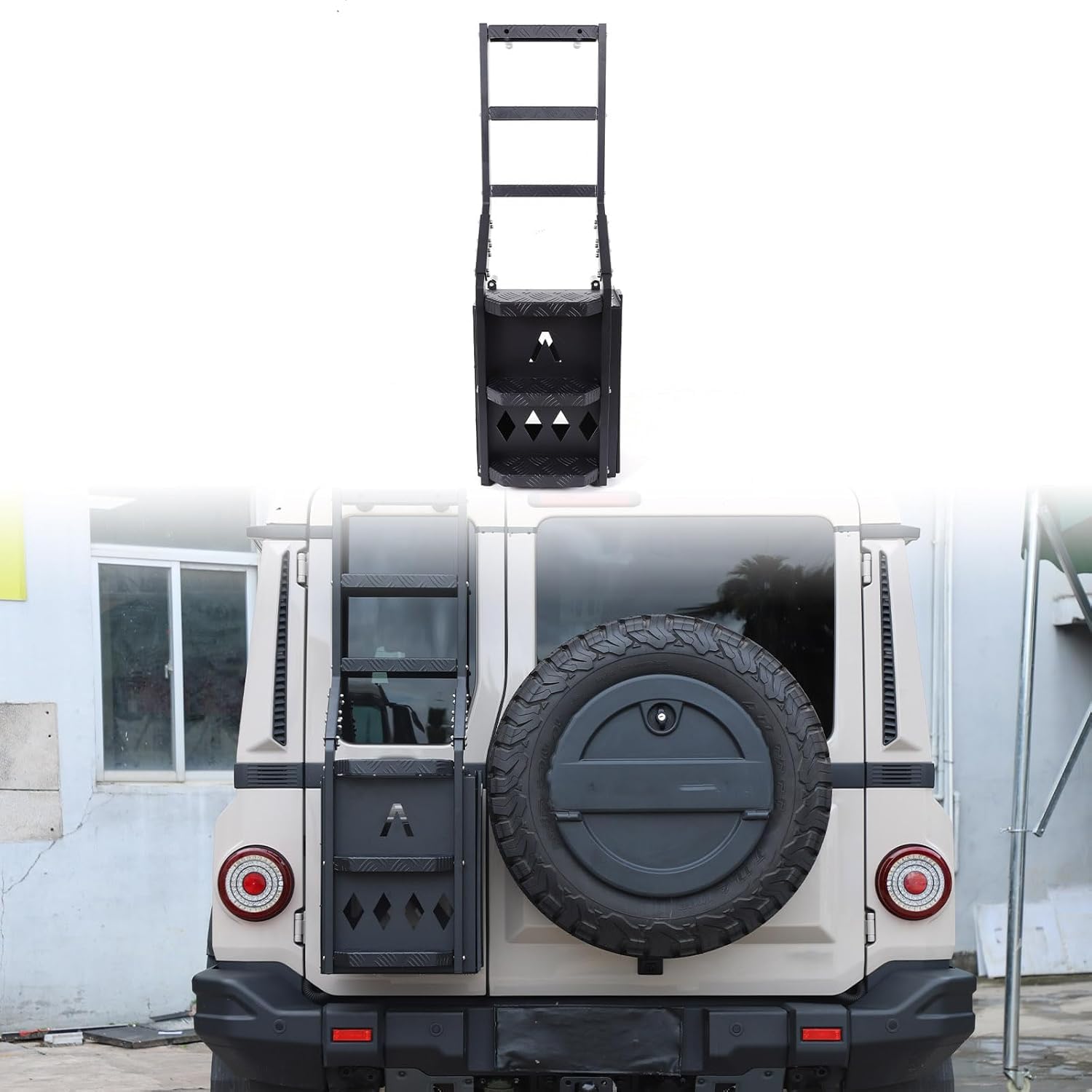 Zanlin Black Car Rear Tailgate Climbing Ladder For Ineos Grenadier 2020-2025, Tailgate Mounted Ladder Rear Door Ladder Tail Door Ladder Offroad Ladder