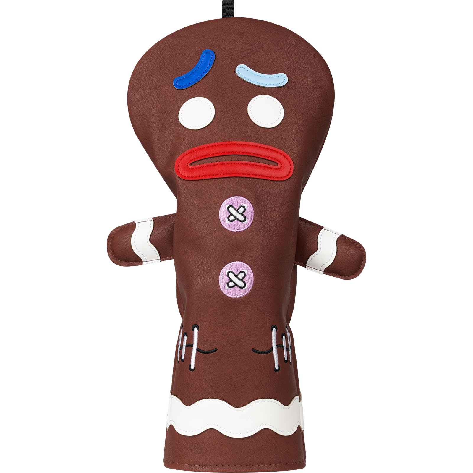 LZFAN Funny Golf Club Head Cover Driver Headcover Fairway Wood Headcover Hybrid Club Head Cover Dark Brown Monster Cookie