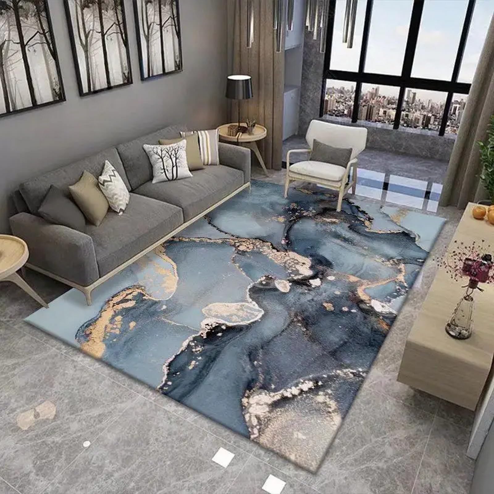 Tapis de chambre impression 3D nettoyage facile tapis de sol antidérapant