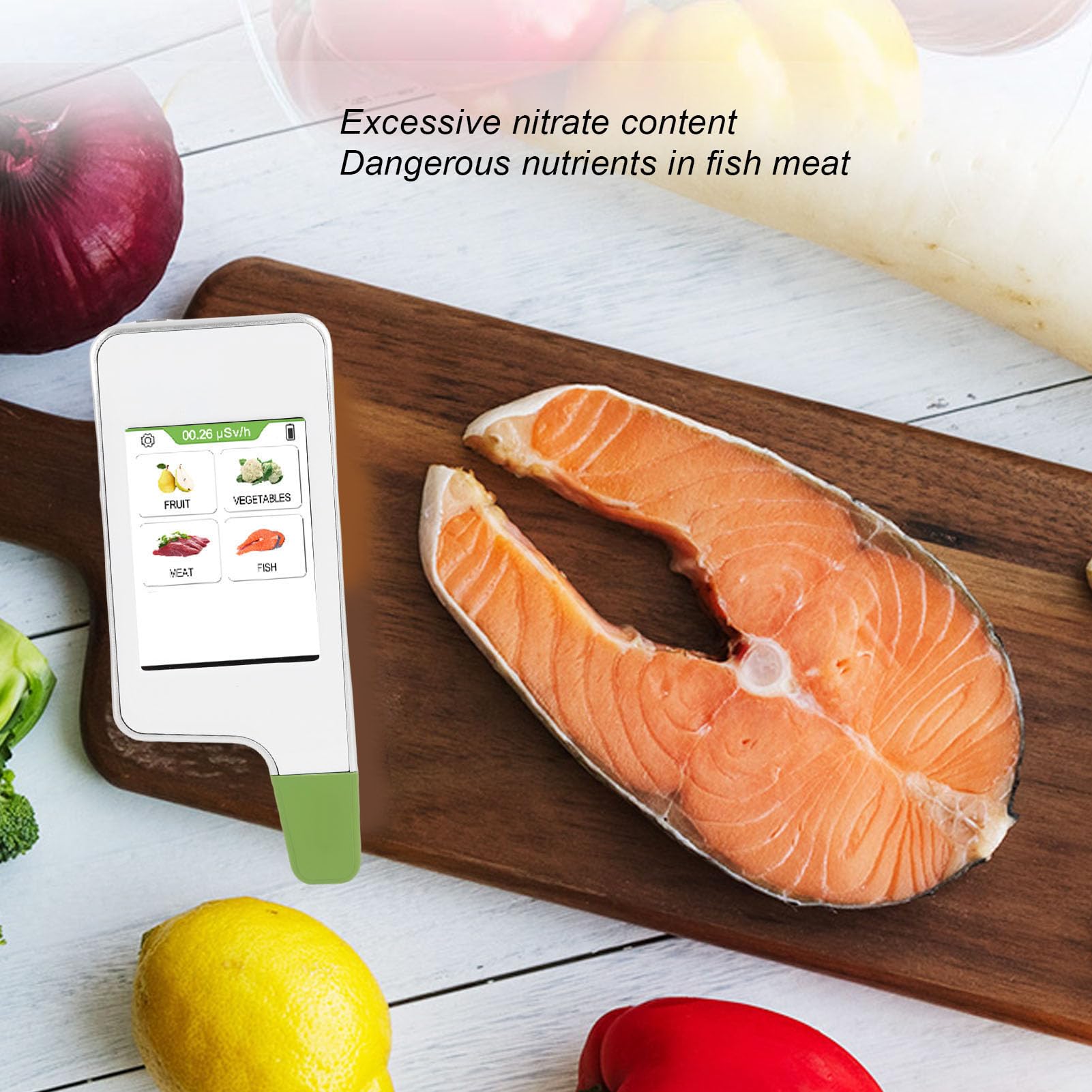 Akozon Probador de Nitrato Detector de Alimentos Portátiles 0-9999 Mg/kg