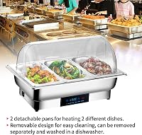 CEIEVER Elektromos Melegítő Edény 9L Rozsdamentes Buffet Melegítő 35-90°C 8