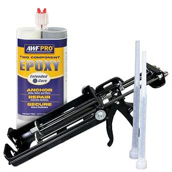 AWF PRO Extended Set Anchoring Epoxy 20.2 oz. with Dual Cartridge Caulking Gun 251 Thrust, High-Strength for Anchoring Threaded Rods, Reinforcing Bars in Uncracked Concrete Pack of 1