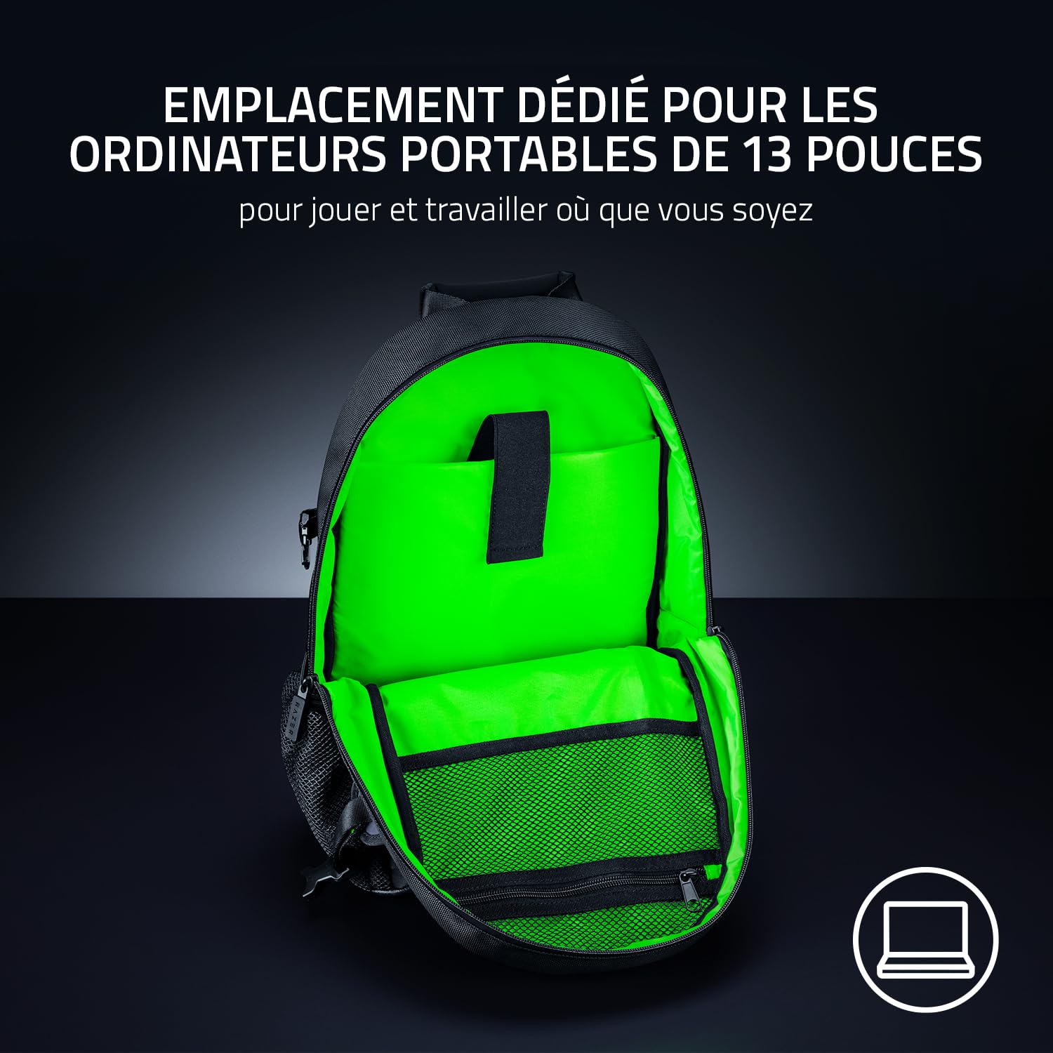Razer Rogue V3 Sac à dos (33,8 cm) – Sac à dos de voyage compact (compartiment pour ordinateur portable jusqu'à 14", résistant à l'abrasion) Noir