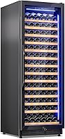 Velivi 154-Bottle Wine Cooler Fridge, 24-Inch Freestanding/Built-In Single Zone, Safety Lock, Low Noise Fast Cooling Black