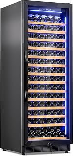Velivi 154-Bottle Wine Cooler Fridge, 24-Inch Freestanding/Built-In Single Zone, Safety Lock, Low Noise Fast Cooling Black