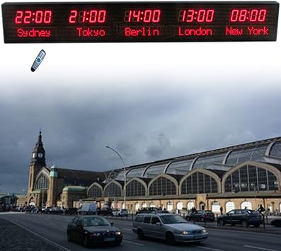 World Time Zones Clock, Digital Multiple Time Zones Clock, LED World Time Clock, 5 Cities World Time Clock, for Multinational Enterprises
