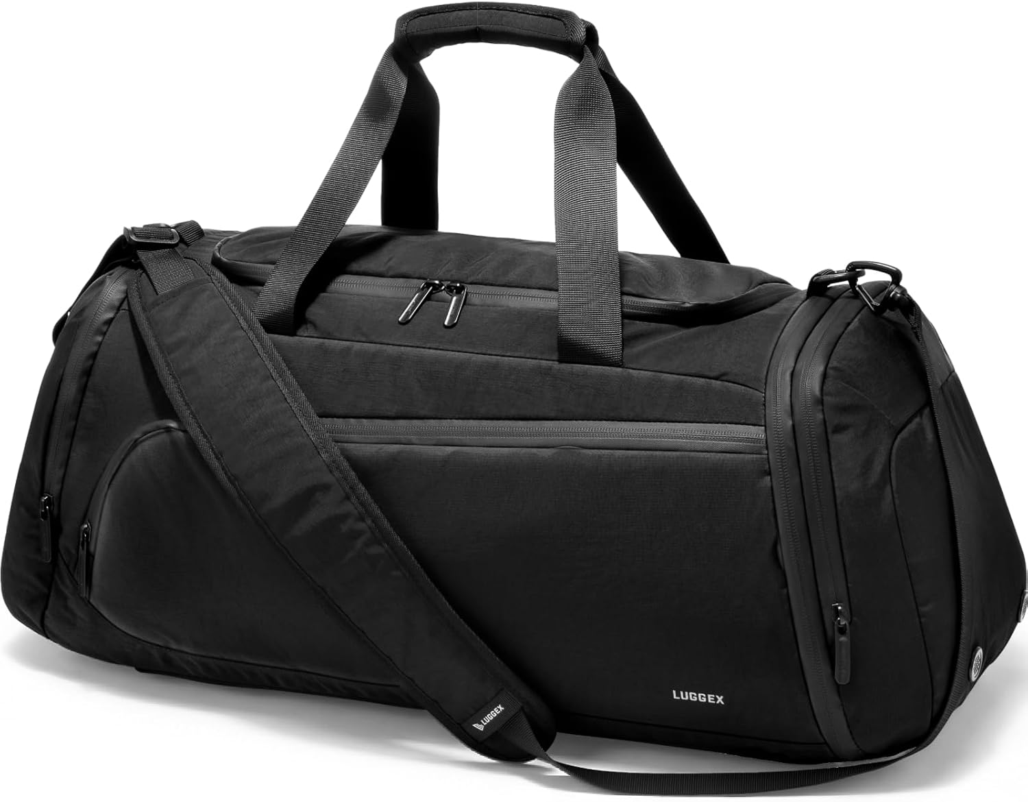 LUGGEX Gym Duffle Bag for Women Men, TDX01 Expandable Sports Gym Bag with Shoe Compartment, Wet Pocket, Water-Resistant Travel Duffel Bags Carry On Duffel Bag Backpack (TDX-Pro, Black, 40L)