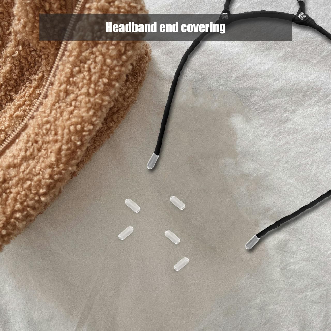 200pcs Rubber End Caps for Headbands Durable Replacement Tips for Hair Accessories Transparent Design Fits Headbands Prevents Scalp Damage