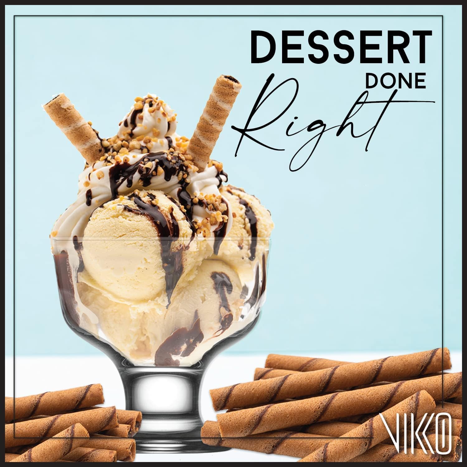 Vikko Dessert Bowls, 7 Ounce Ice Cream Sundae Bowls, Set of 12 Footed Dessert Cup For Ices, Pudding, Fruit, and More, Dishwasher Safe