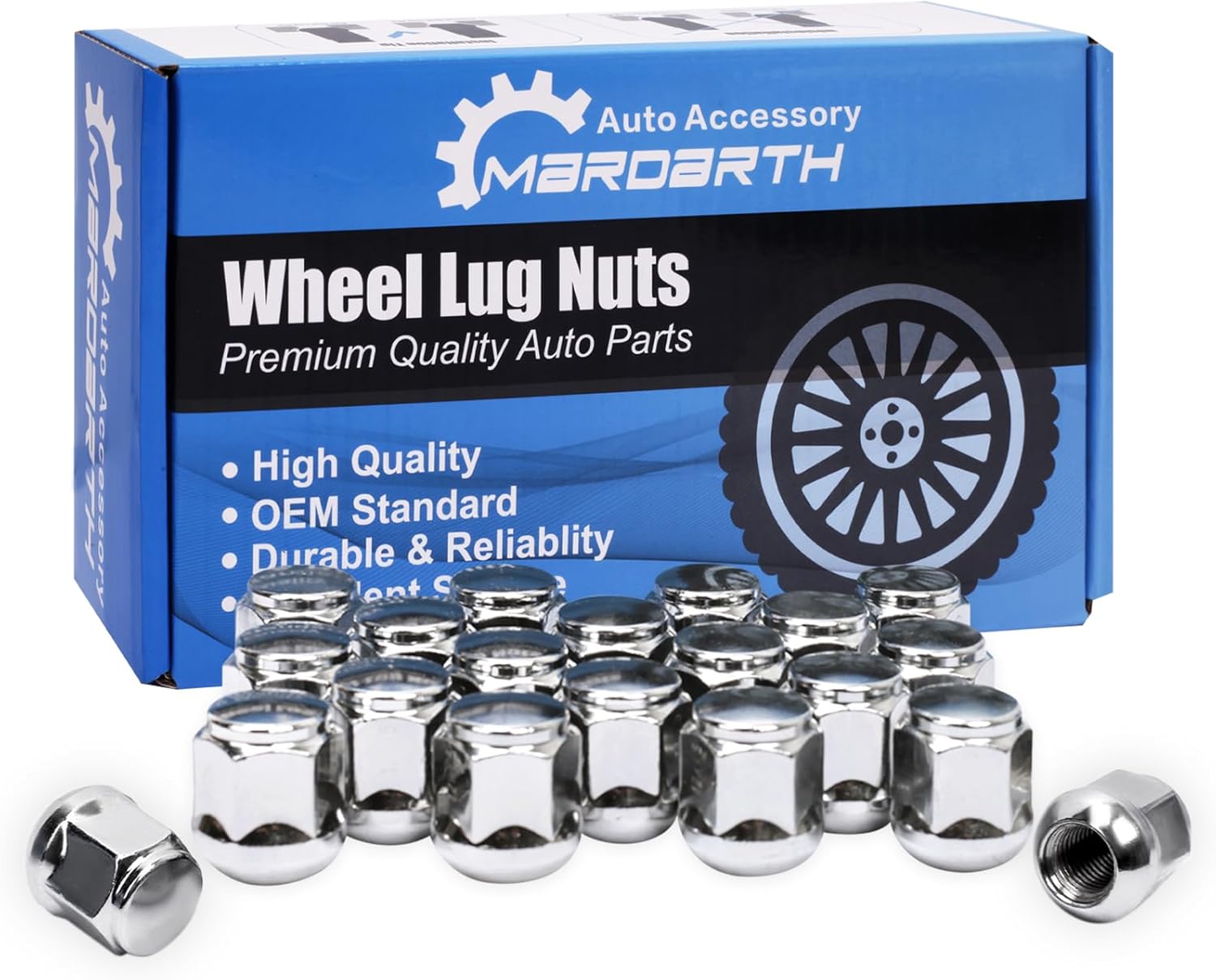 Set of 20, 12x1.5 Radius Lug Nuts with Ball Seat Compatible with Honda Acura Factory Alloy Wheels