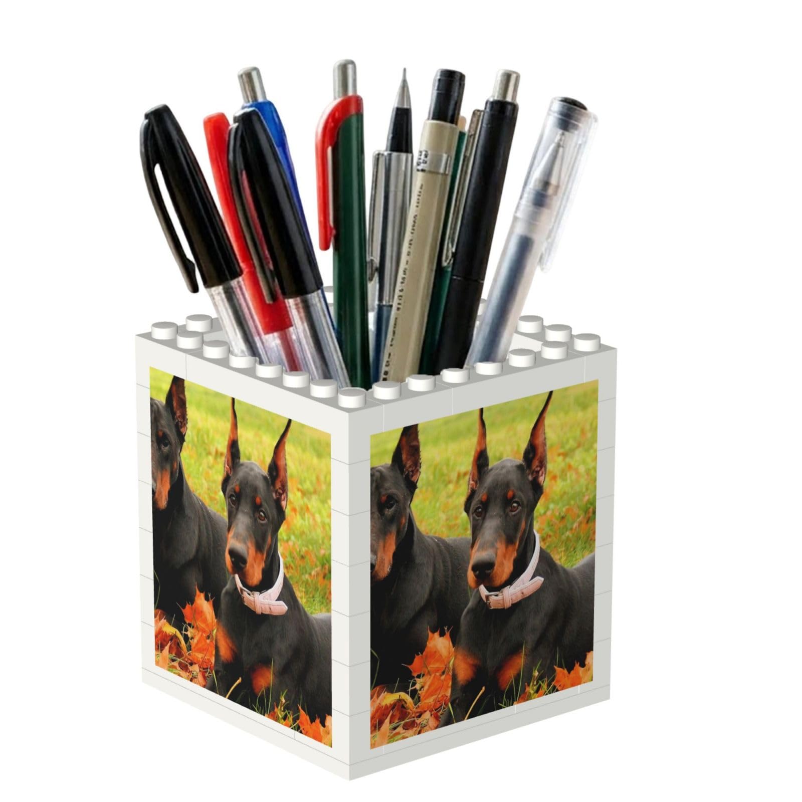 Poadnly Beautiful Autumn Doberman, Pen Pot Pencil Holder for Office Home School, Compact Desk Organiser for Office Stationery