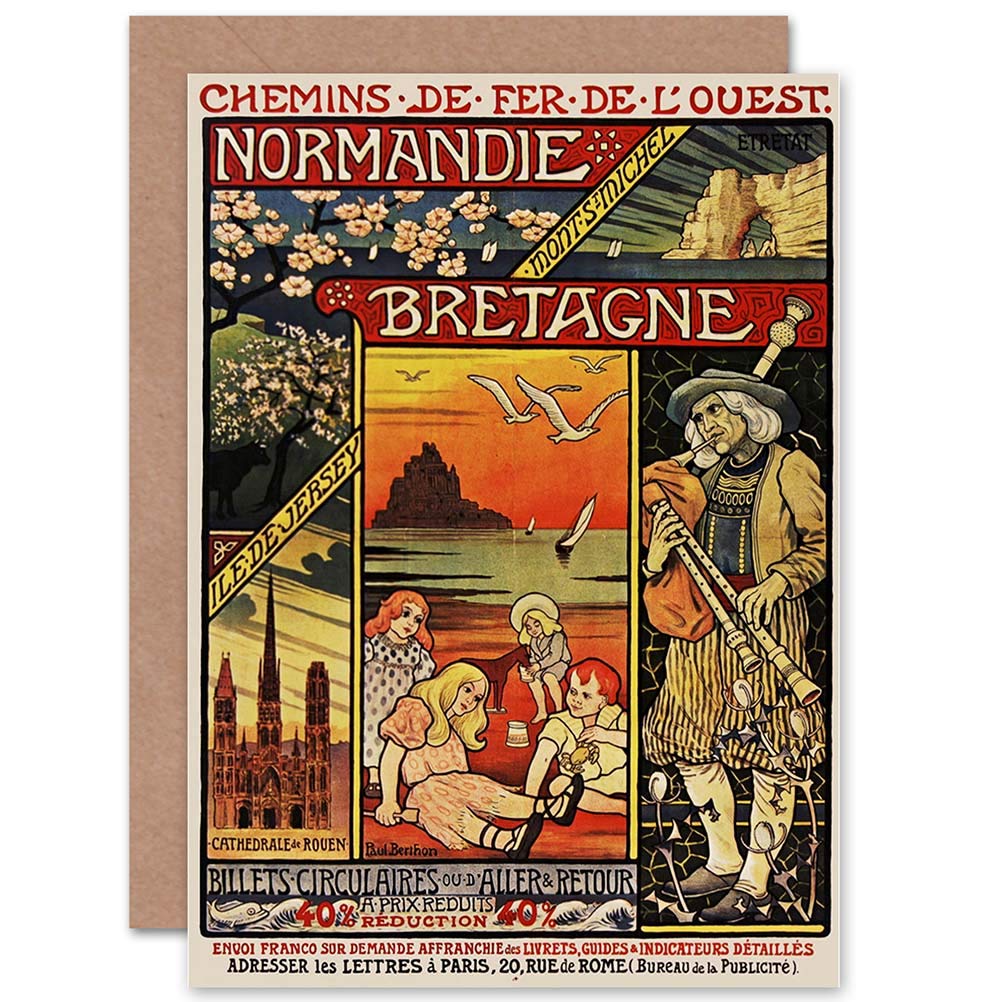 Artery8 - Vintage Berthon Brittany Normandy Railway Train Greeting Card