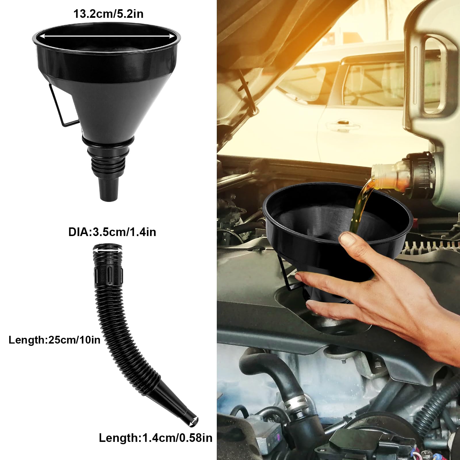 1~8pcs Folding Telescopic Refueling Funnel Oil Fuel Water Transfer Flexible Hose Car Motorcycle Auto Engine Spill Proof Spout - 34 - View #7