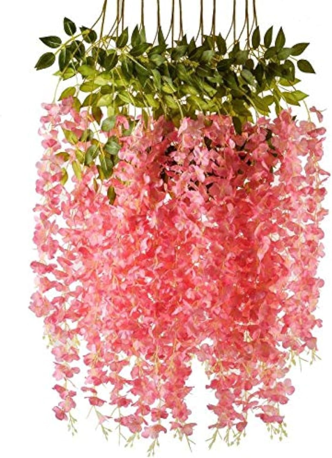 12 Pack 3.6 Feet/Piece Artificial Wisteria Vine Ratta Fake Wisteria Hanging Garland Silk Long Hanging Bush Flowers String Wedding Home Party Decor (Pink)
