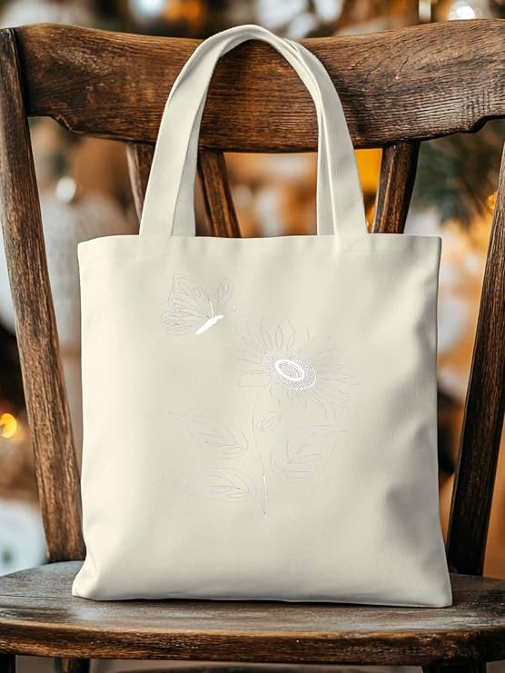Canvas Tote Bag, Sunflower Aesthetic Canvas Tote Handbags for Women Shoulder Bag, Abstract Art Summer