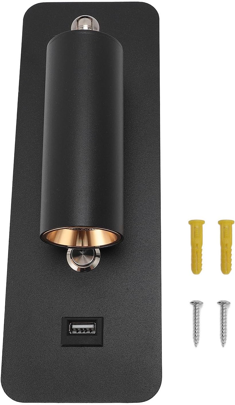 LED Wall Mounted Reading Light, Wall Lamp with USB Port, 4000K Rotatable Hardwired Bedside Lamp for Bedroom Living Room, Minimalist Design with Flexible Angle Adjustment