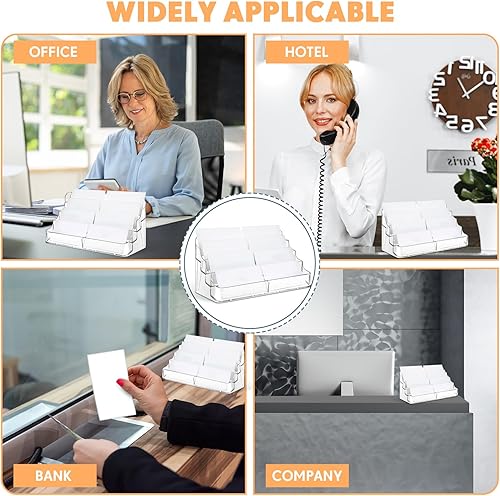 Miniatura 6 de Jutom 8 portatarjetas de acrílico de 8 bolsillos de 7.68 x 3.43 x 3.82 pulgadas, soporte para tarjetas de visita transparente, organizador de