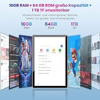 TPZ T10B Android 14 Tablet 10.1" - 10GB RAM + 64GB + 1TB Bővíthető Tárhely, WiFi 6, Octa-Core, 6000mAh Akku, FHD IPS Kijelző, Szürke 4