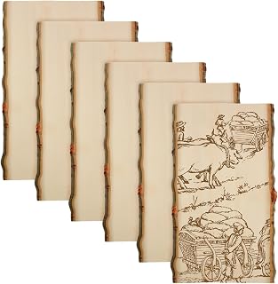 Briwooody 6 Pack Hollow Live Edge Wood Slabs - Unfinished Poplar Planks 11x7-9 Inch for DIY Crafts, Pyrography, Rustic Decor & Weddings