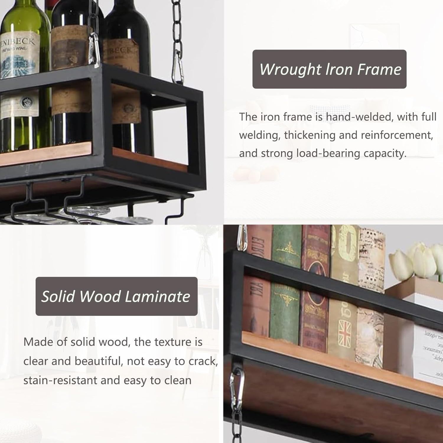 Wine Rack Wine Shelf Ceiling Home Decor Storage Shelf Industrial Wine Bottle Holder Bar Hanging Multi-Purpose Floating Shelf Kitchen Storage Racks (Size : 120x25x22cm)