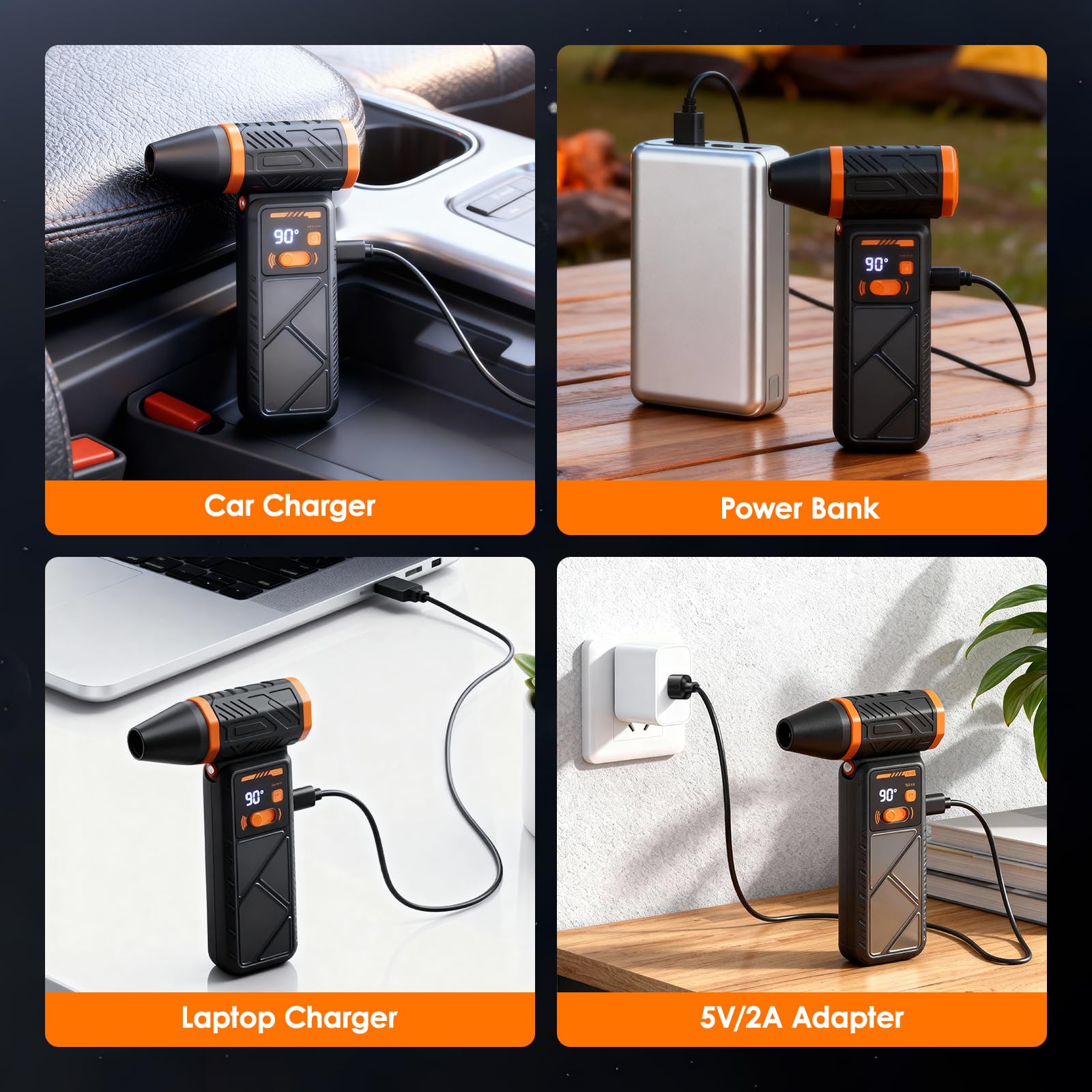 Plumero de Aire Eléctrico Inalámbrico de 210000 rpm, Mini Soplador de Polvo Potente con Luz LED, 100 Velocidades Ajustables, 8000mAh para Computadora, Teclado, Casa