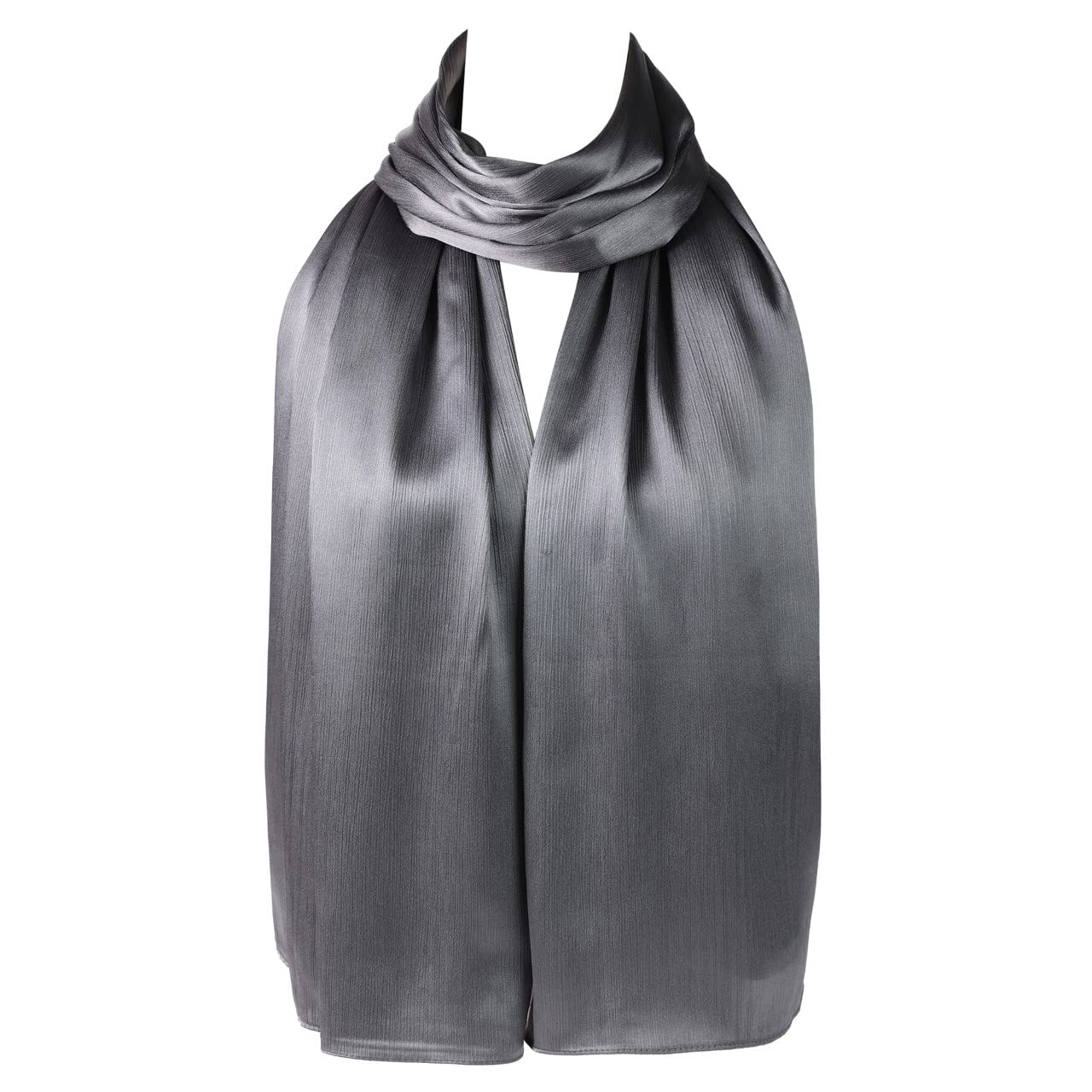 London Scarfs Satin Silk Shawls Muslim Solid Color Hijab Crinkled Scarf Women's Wraps Turban (Grey)