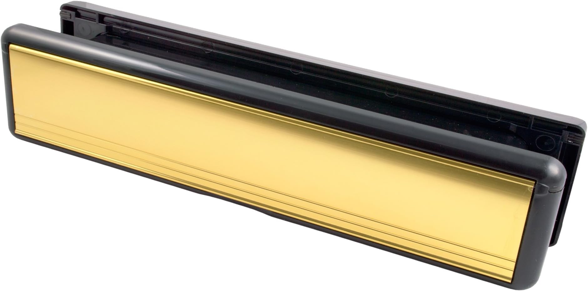 Welseal 12-Inch UPVC Door Polished Letterbox/Letter Plate Mid Rail - Gold/Black
