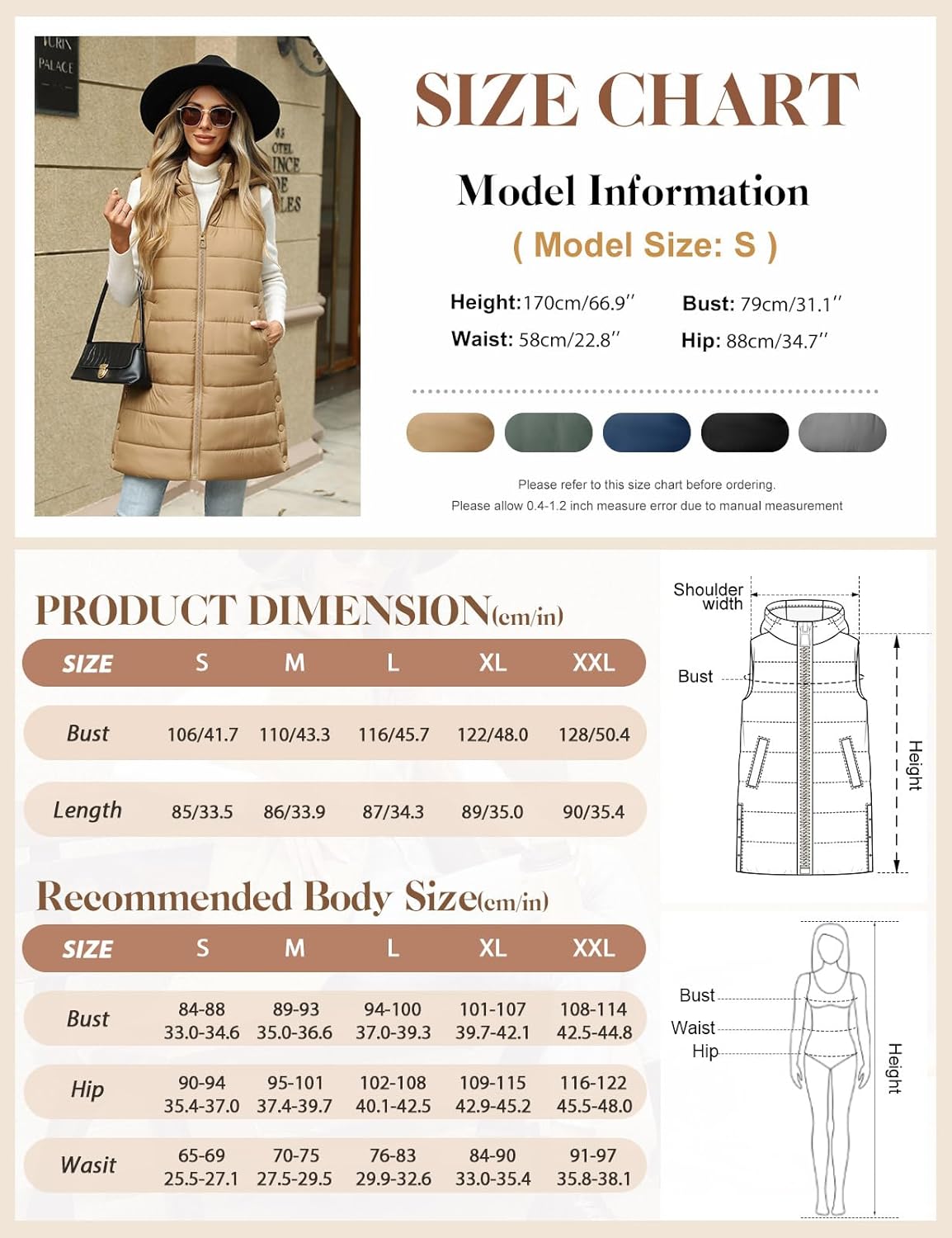 Yusongirl Puffer Vest for Women Long Hooded Lightweight Puffy Jacket Warm Sleeveless Fall Winter down Coat Outerwear - Image 6