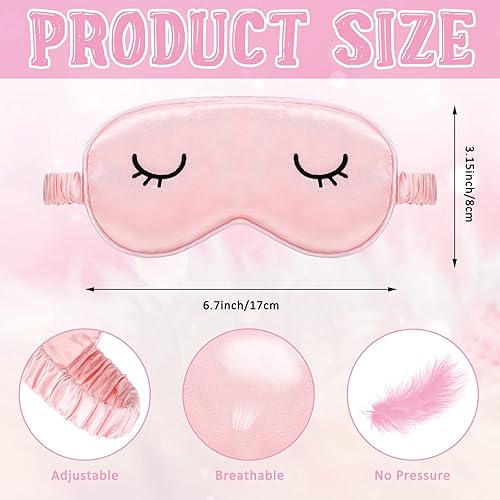Miniatura 2 de 2 máscaras de ojos para dormir para niños, de seda, para dormir, bonitas, ligeras, ajustables, de satén, con 2 bolsas de almacenamiento (3-12 años,