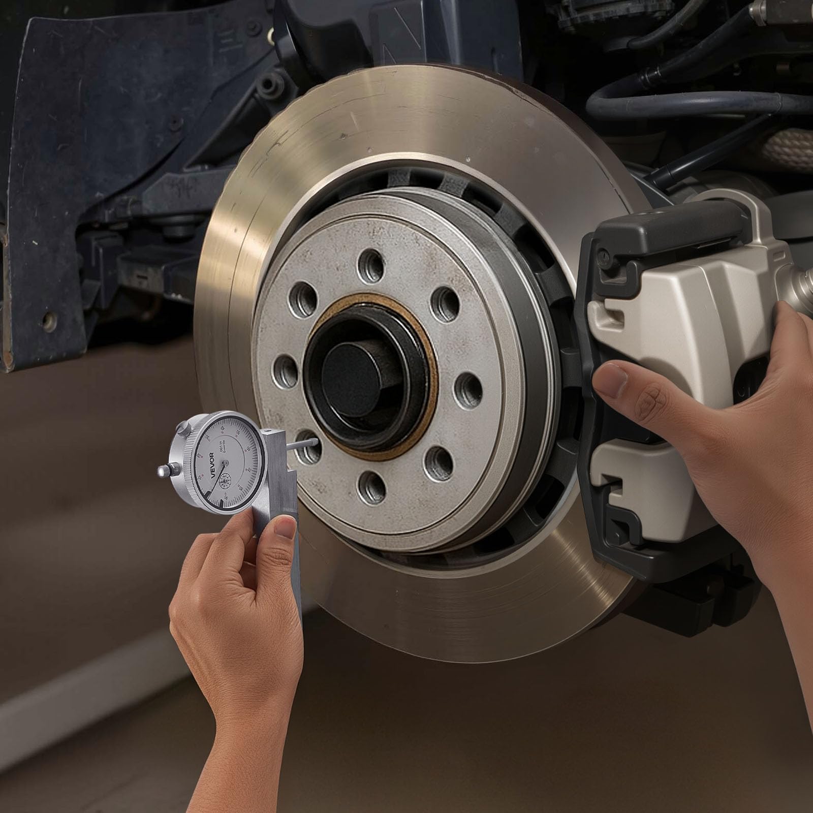 VEVOR Indicador de Comprobación de Cuadrante, con Base Metálica, Precisión de 0,03 mm, Rango de Medición 0 a 25,4 mm, para Medición de Áreas Estrechas, Mecanizado e Inspección Industrial, Plata