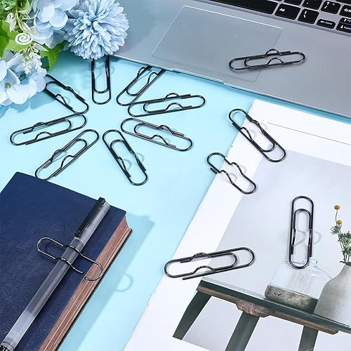 Miniatura 3 de CRASPIRE 27 clips de metal para bolígrafos, electroforesis, de acero inoxidable, color negro, clips de papel, soporte para bolígrafo, ovalado, para