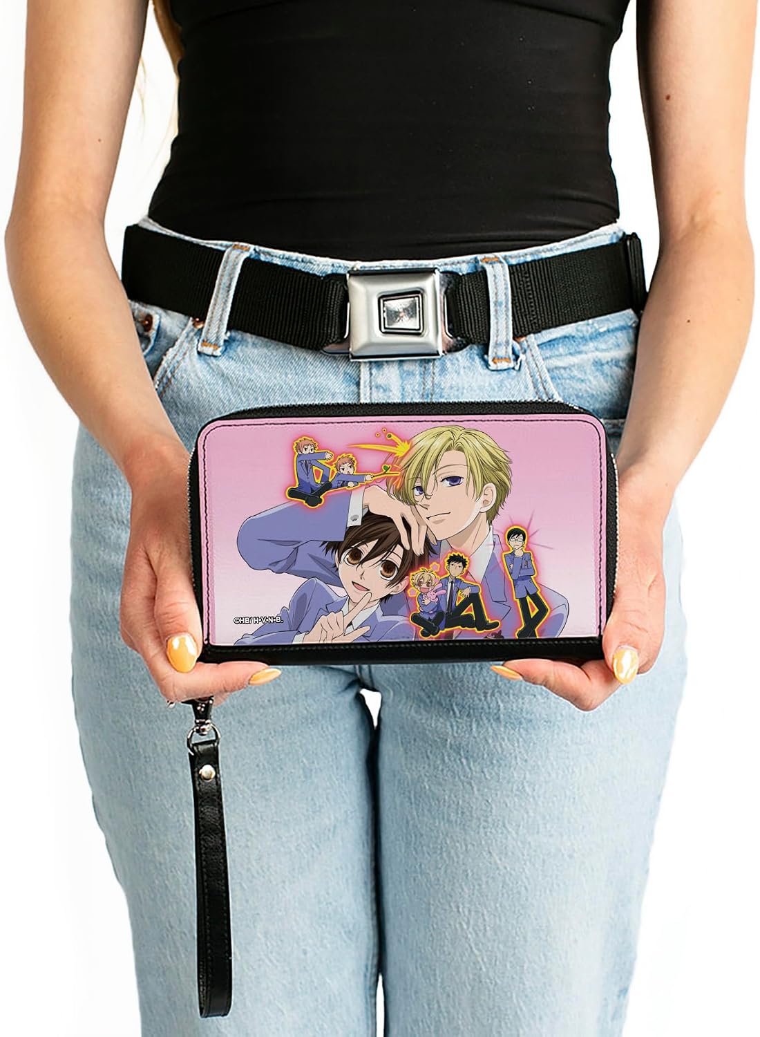 Buckle-Down Ouran High School Host Club Wallet, Zip Around, Ouran Host Club Character Group Pose Pinks, Vegan Leather