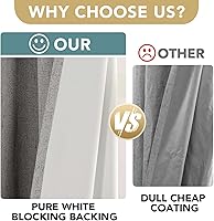 Vista 168 de H.VERSAILTEX Cortinas 100% opacas con aislamiento térmico, texturizadas, de lino, con bloqueo completo de calor y luz, para sala de estar y Negro