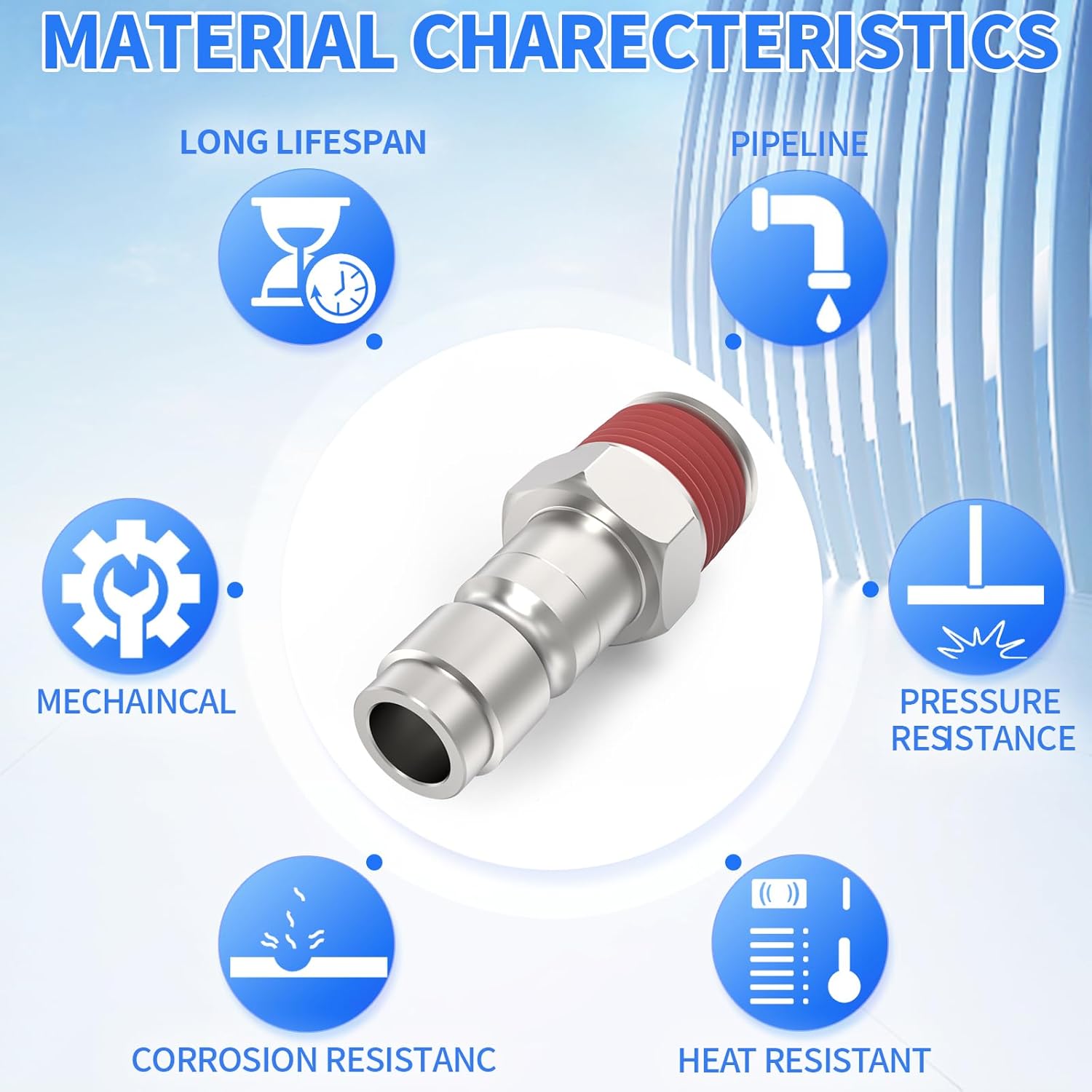ChillWaves Automotive T-Style Air Plug, 1/2" NPT Male Pneumatic Plugs, Air Compressor Accessories Fittings(10-PACK)