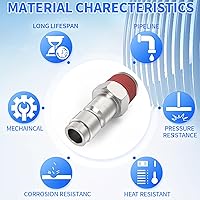 Vista 5 de ChillWaves Enchufe de aire estilo T automotriz, enchufes neumáticos macho NPT de 1/2 pulgada, accesorios para compresores de aire (paquete de 5)