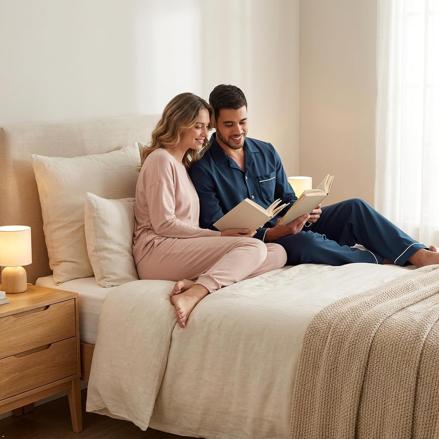 Men's Pajama Set Long Sleeve Sleep Pjs for Men Cotton Comfort