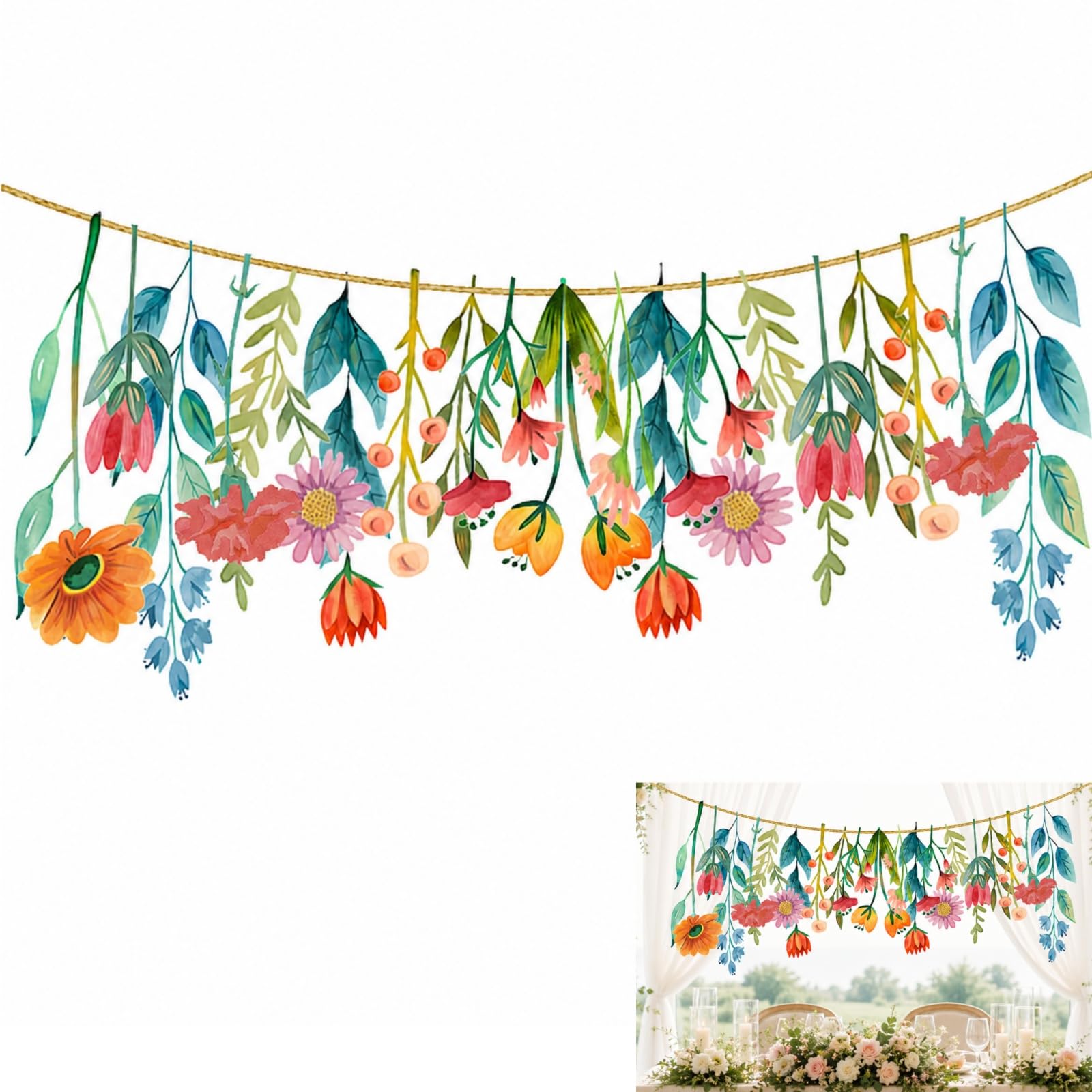 Gefaps Wildflowers Paper Garland 3m for Birthday